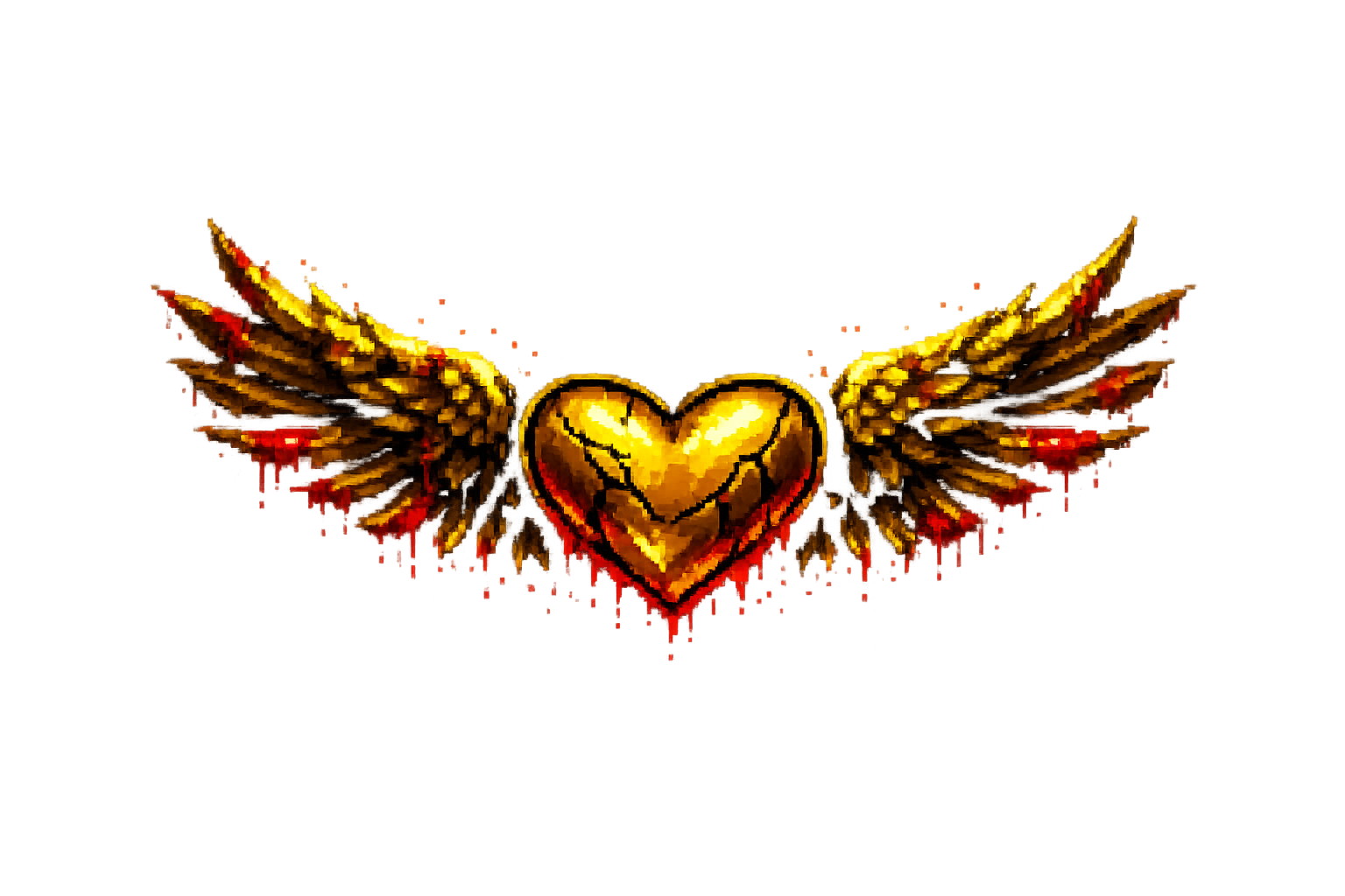 Corazón dorado pixel art